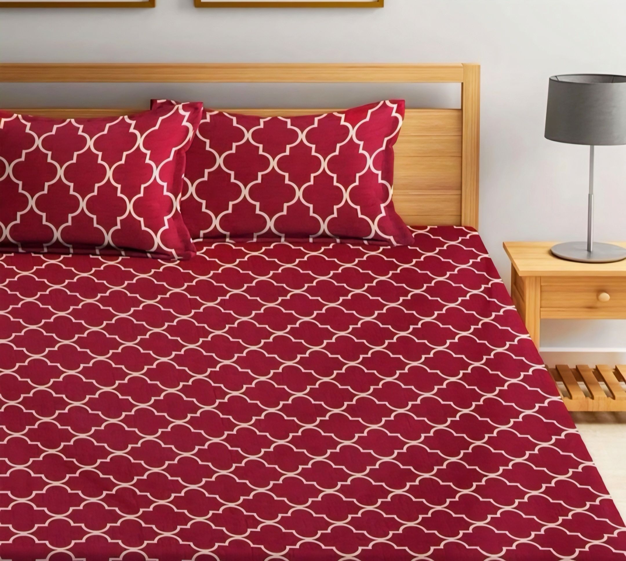 dhuran 220 TC Microfiber Double Self Design Fitted (Elastic) Bedsheet-picture-47