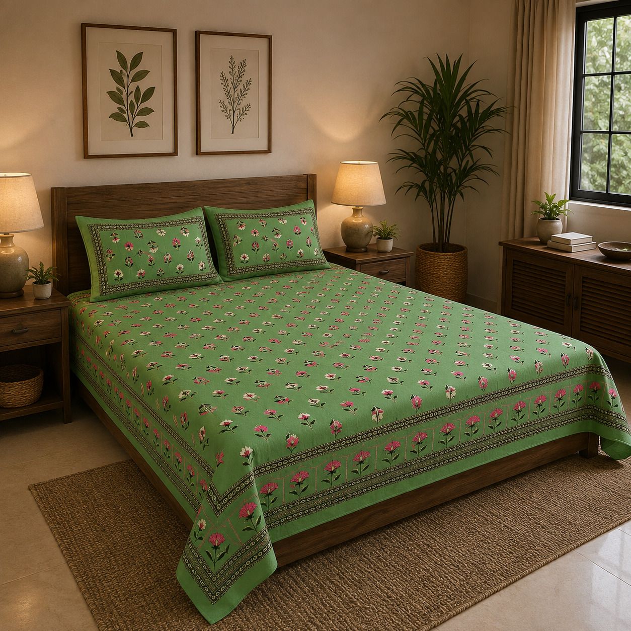 Cotton King Flat 240 TC Printed 1 Bedsheet with 2 Pillow Covers-image-15