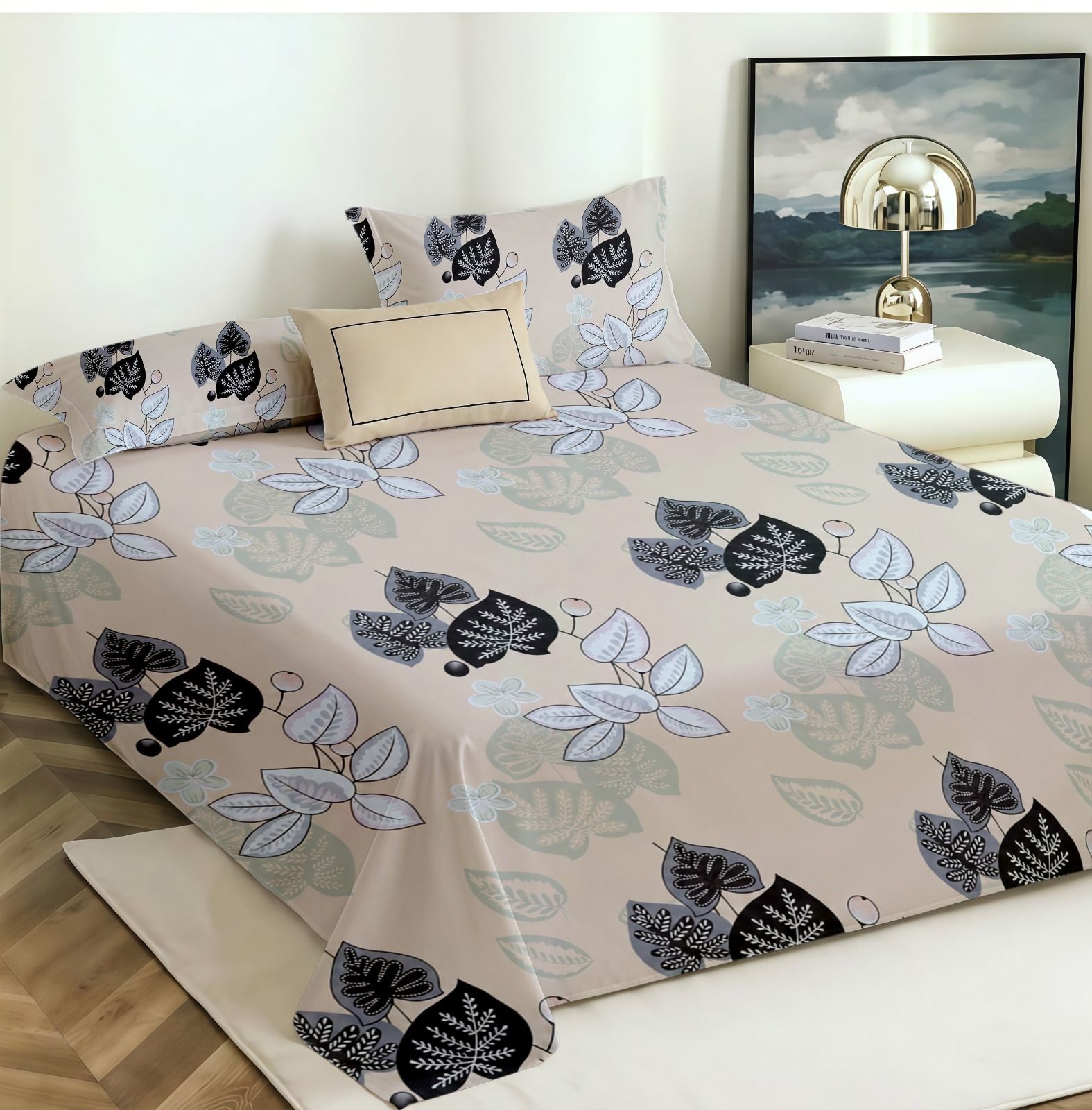 Polycotton King Flat 140 TC 3D Printed 1 Bedsheet-image-43