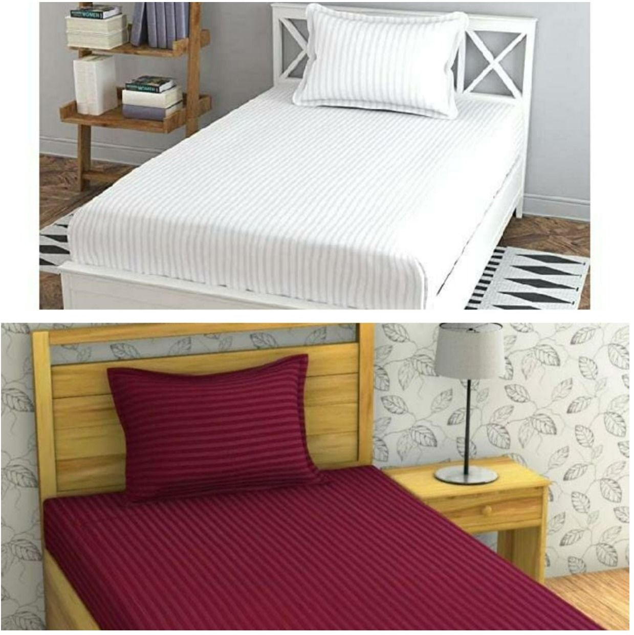 blenzza deco 210 TC Cotton Single Striped Flat Bedsheet-picture-21