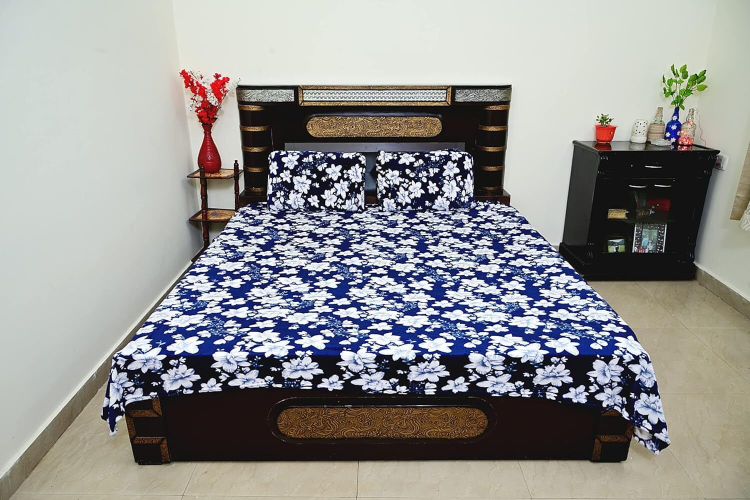 avinya 210 TC Woolen King Floral Flat Bedsheet-picture-29