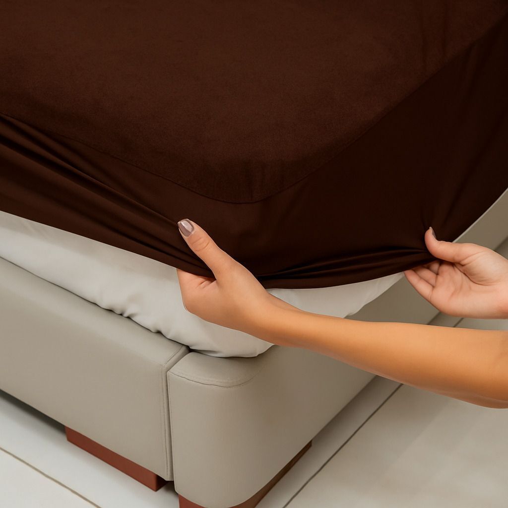 Cotton King Fitted (Elastic) 200 TC Solid 1 Bedsheet-image-17