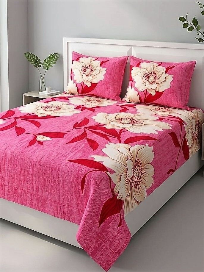 sp tradrs Cotton Double Flat 144 TC Floral 2 Summer Bedsheets with 2 Pillow Covers-picture-19