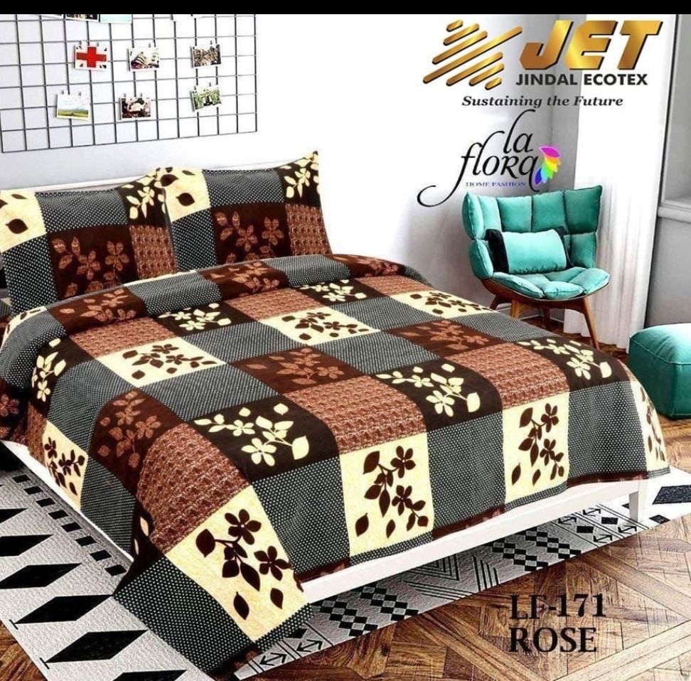 Cotton King, Double Flat 255 TC Floral 1 Bedsheet-image-37
