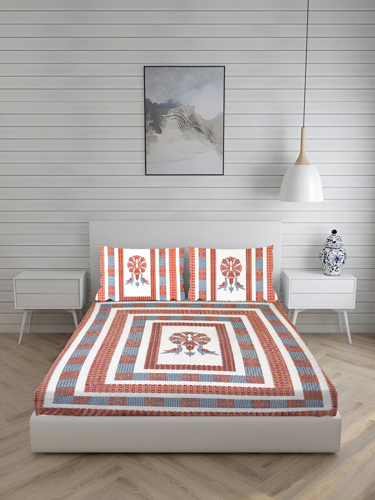 sj designer 180 TC Cotton Super King Printed Flat Bedsheet-picture-35