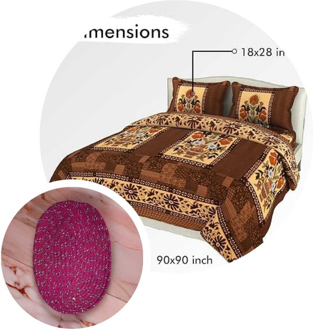 prosseya 230 TC Woolen Double Floral Flat Bedsheet-picture-16