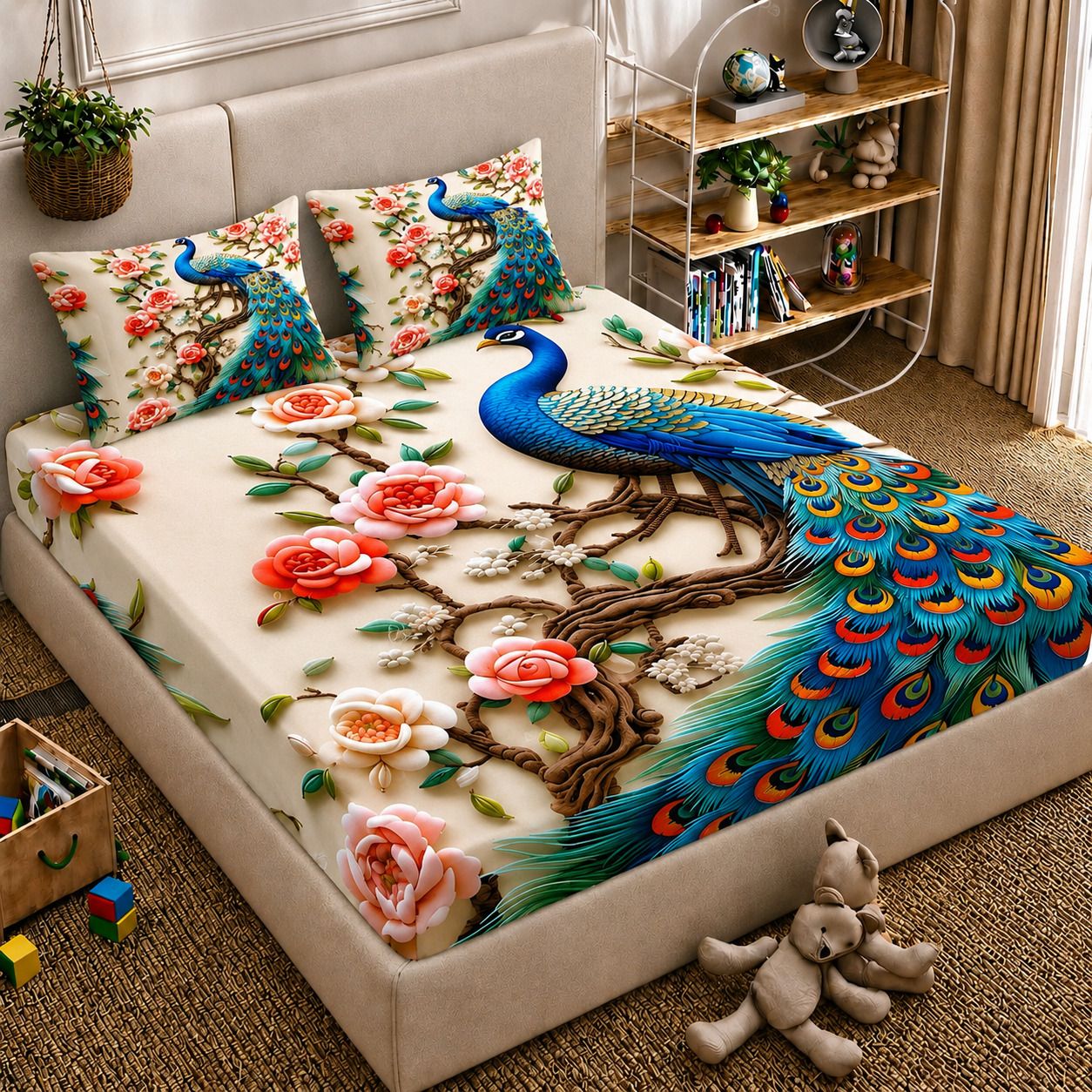 ditya Cotton Double, King, Queen Flat 410 TC 3D Printed 1 Summer Bedsheet with 2 Pillow Covers-picture-24