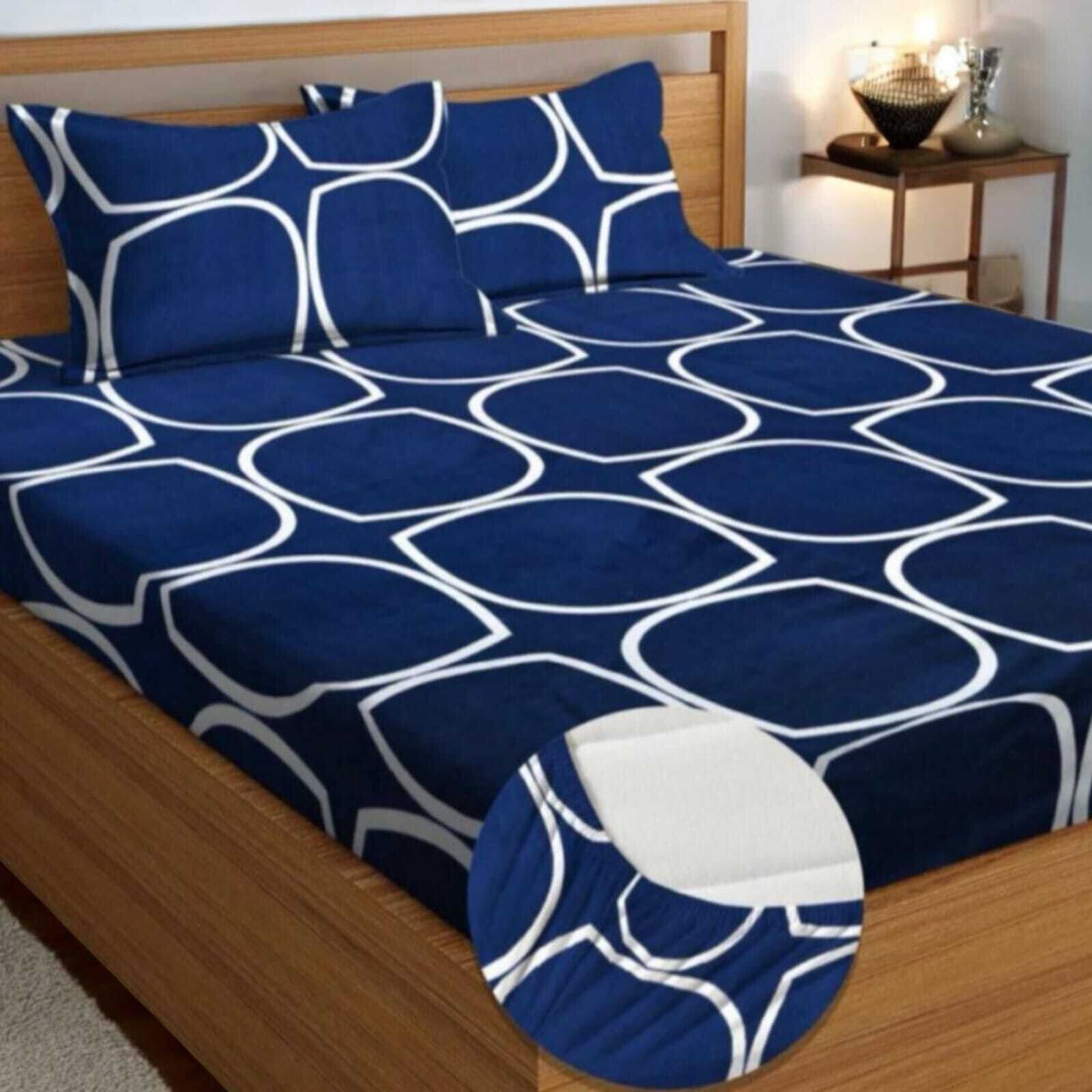 riyetli Cotton Double Fitted (Elastic) 220 TC Solid 1 Bedsheet with 2 Pillow Covers-picture-31