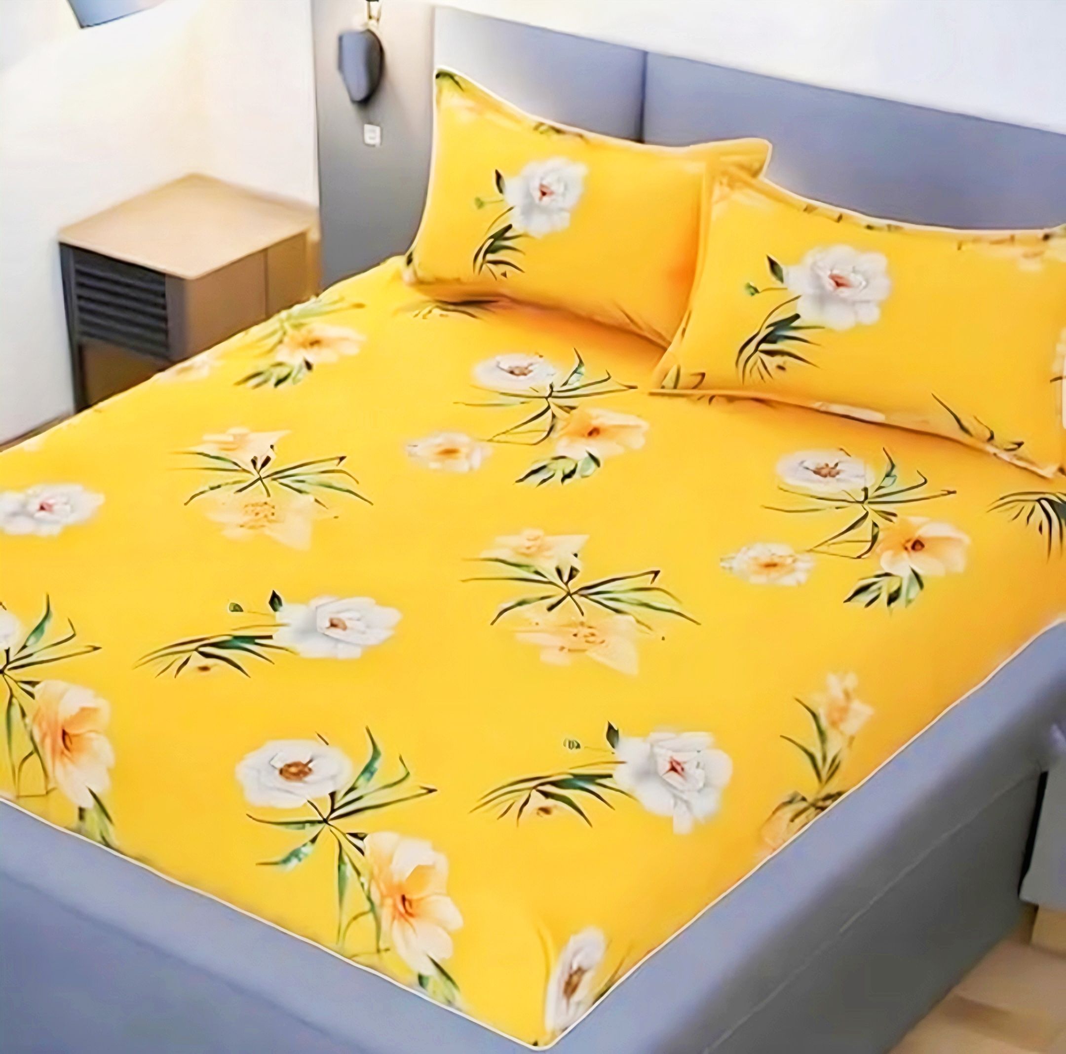 tiwanshi 220 TC Cotton King Floral Fitted (Elastic) Bedsheet-picture-19