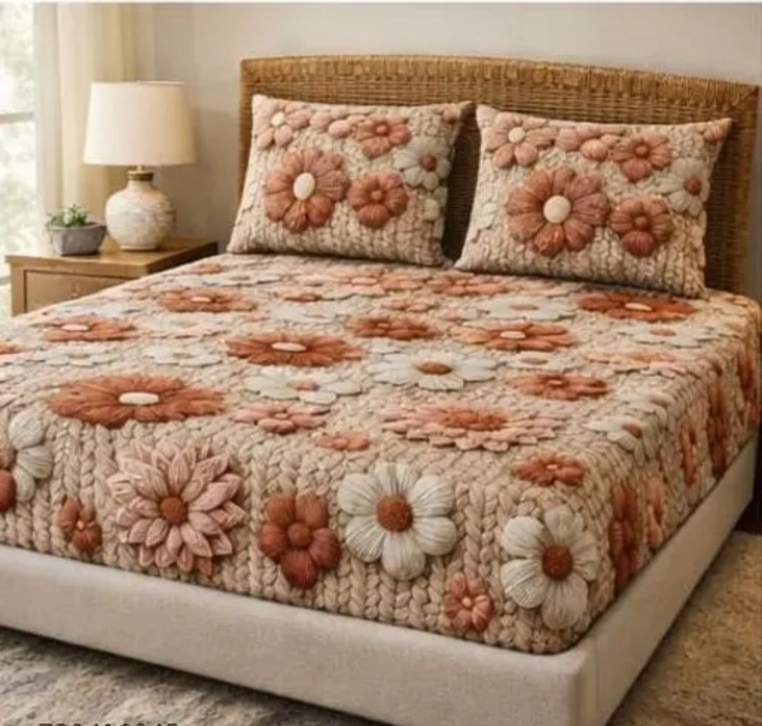 Cotton Blend King Flat 450 TC 7D Digital 1 Summer Bedsheet with 2 Pillow Covers-image-11