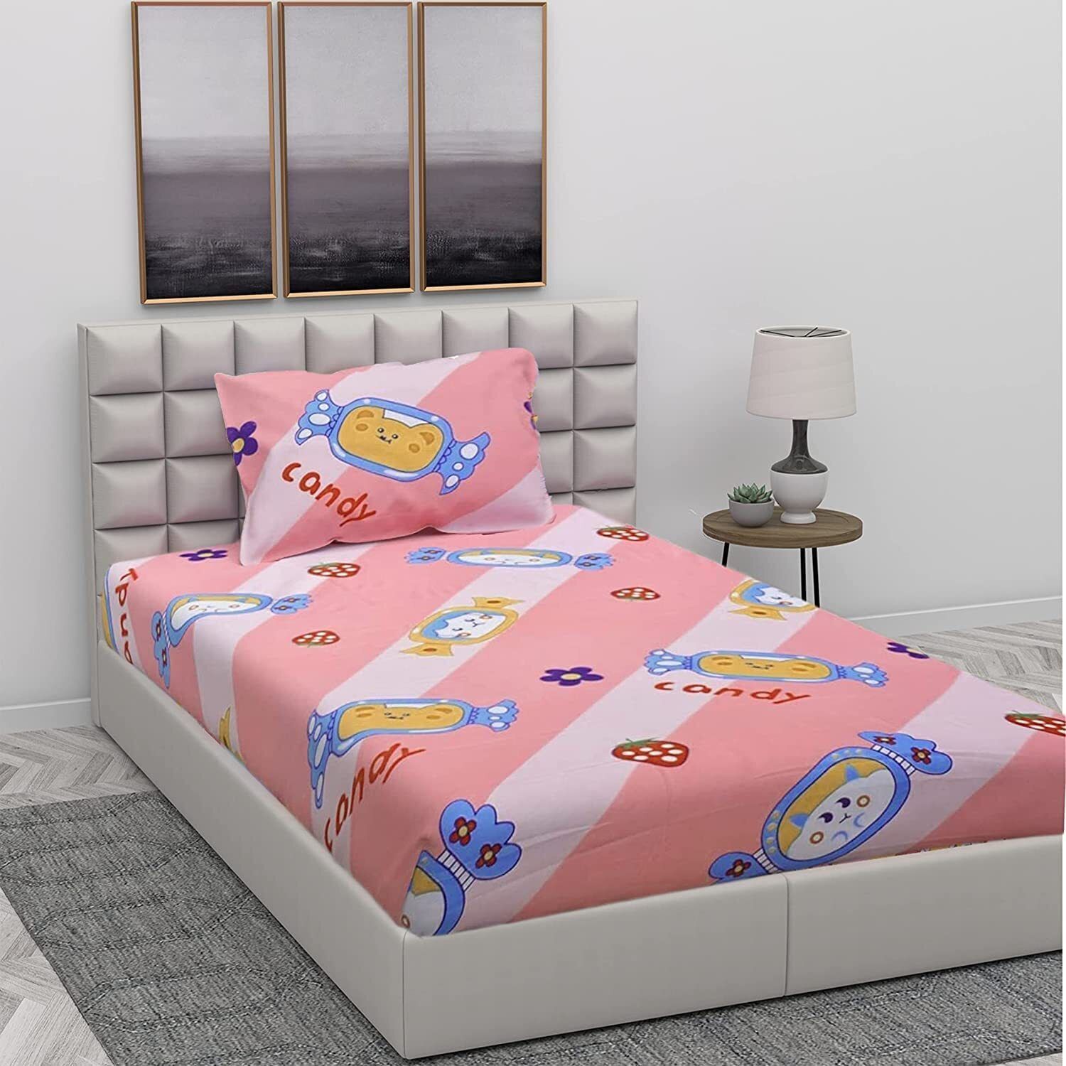 blenzza deco 180 TC Cotton Single Printed Flat Bedsheet-picture-18