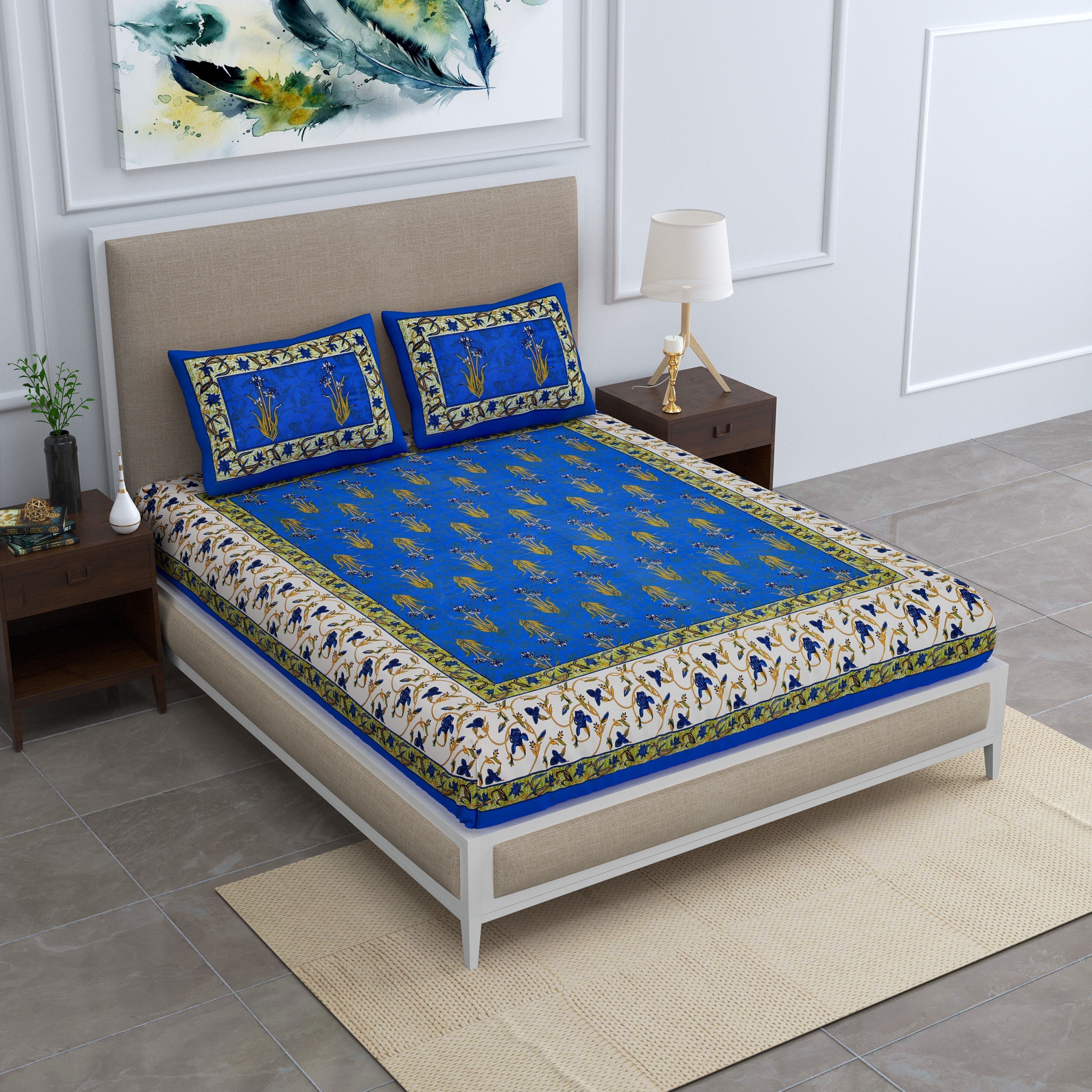 Polyester Queen Flat 6 TC Printed Bedsheet