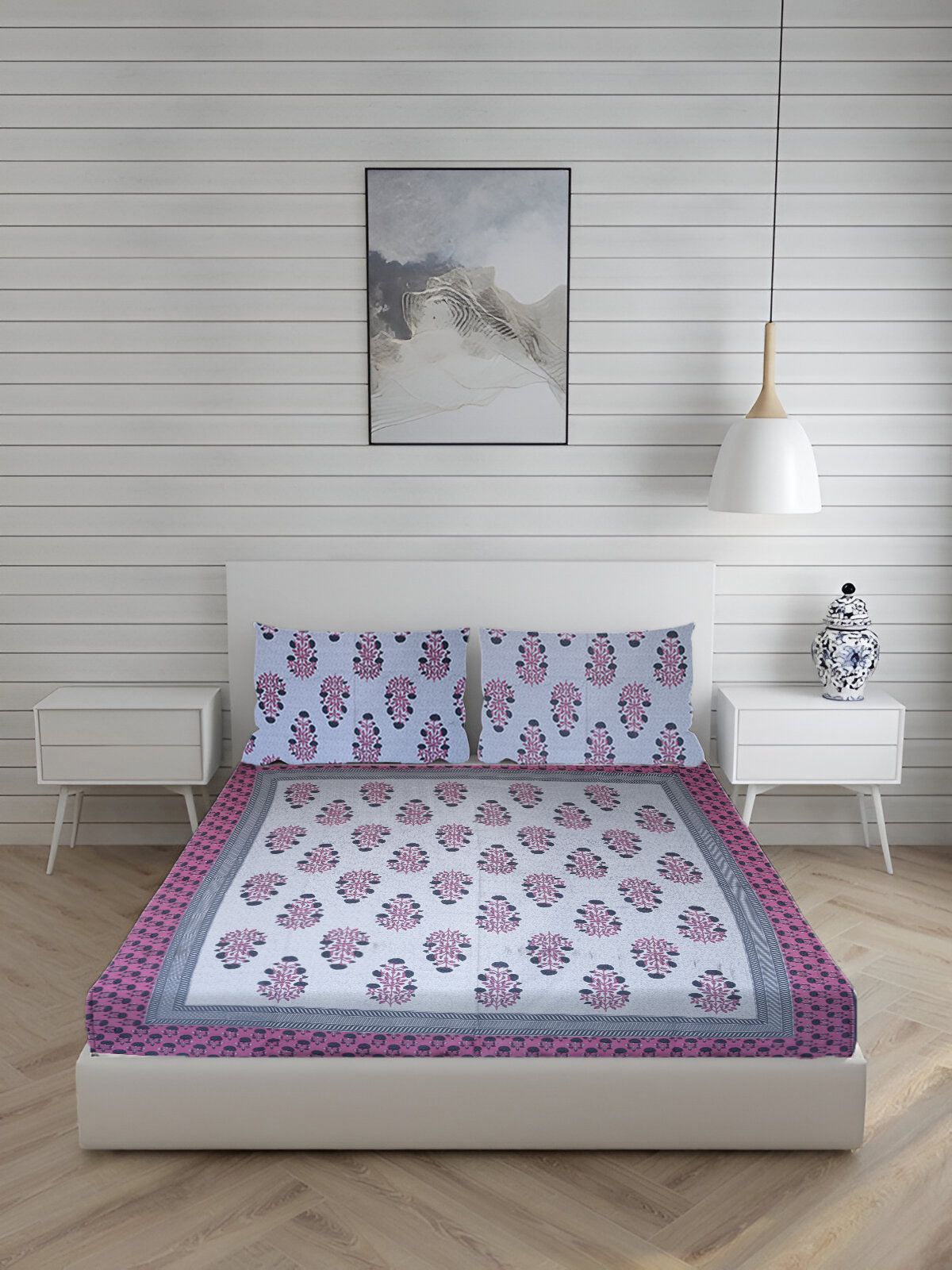 sj designer 180 TC Cotton Super King Printed Flat Bedsheet-picture-36
