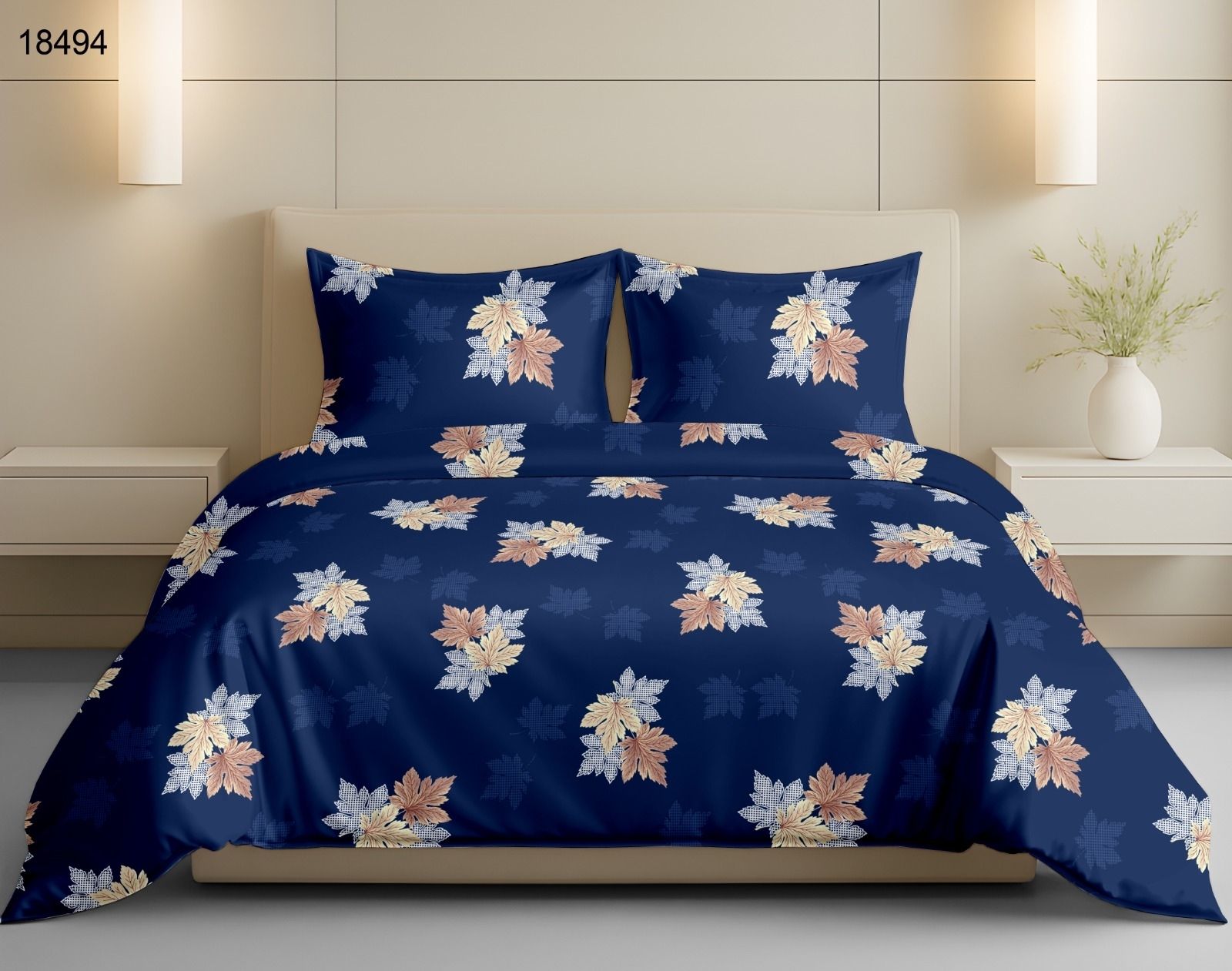 Cotton, Satin Queen Flat 144 TC Geometric 1 Bedsheet-image-45