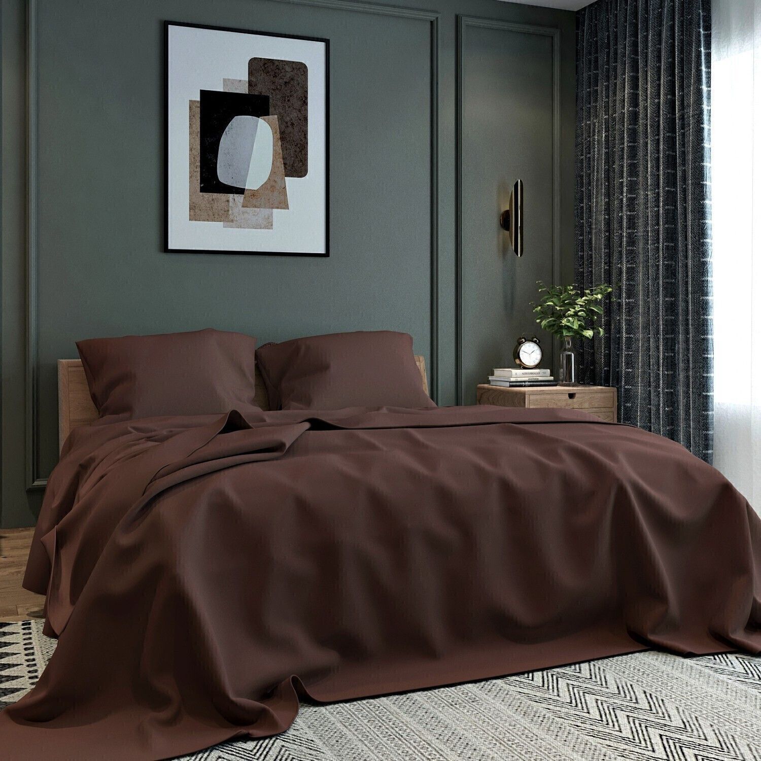 Microfiber Double Flat 280 TC Solid 1 Bedsheet with 2 Pillow Covers-image-16