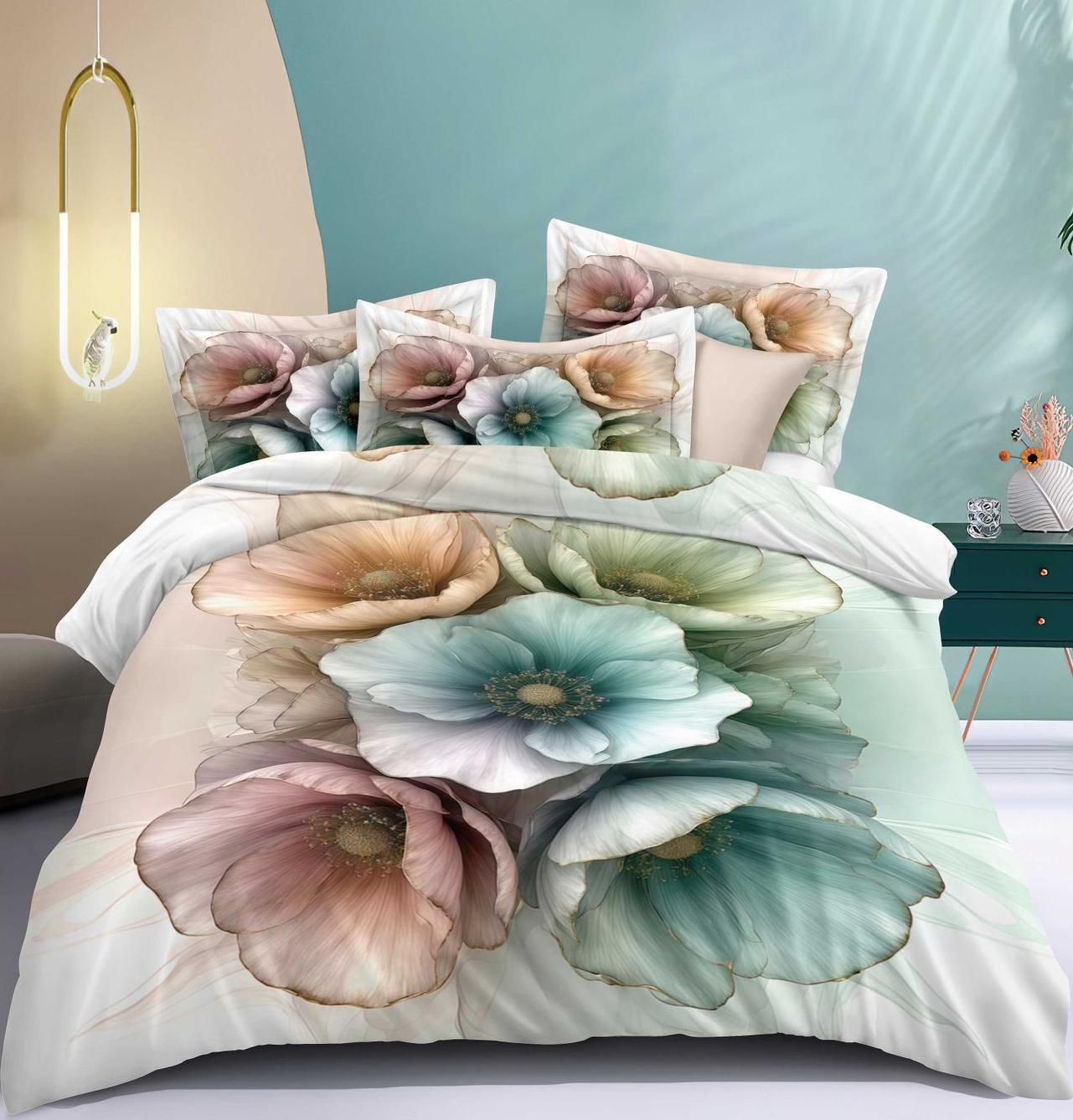blenzza deco Cotton Blend Super King Flat 250 TC 7D Digital 1 Bedsheet with 2 Pillow Covers-picture-7