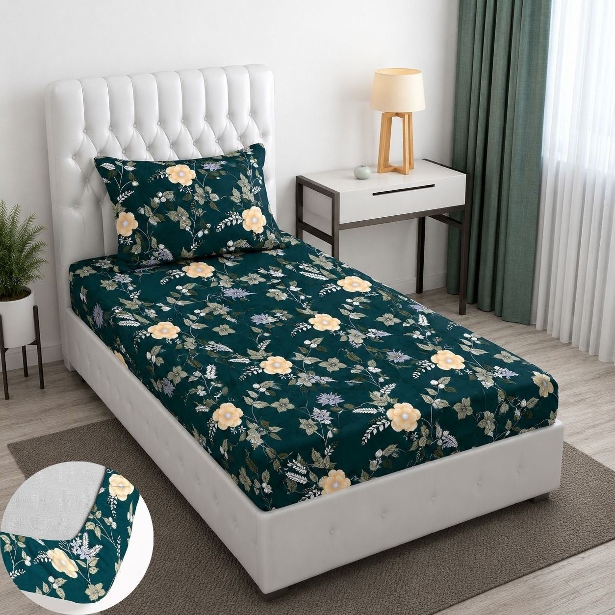 bm decor Cotton Single Fitted (Elastic) 255 TC Printed 1 Summer Bedsheet-picture-11