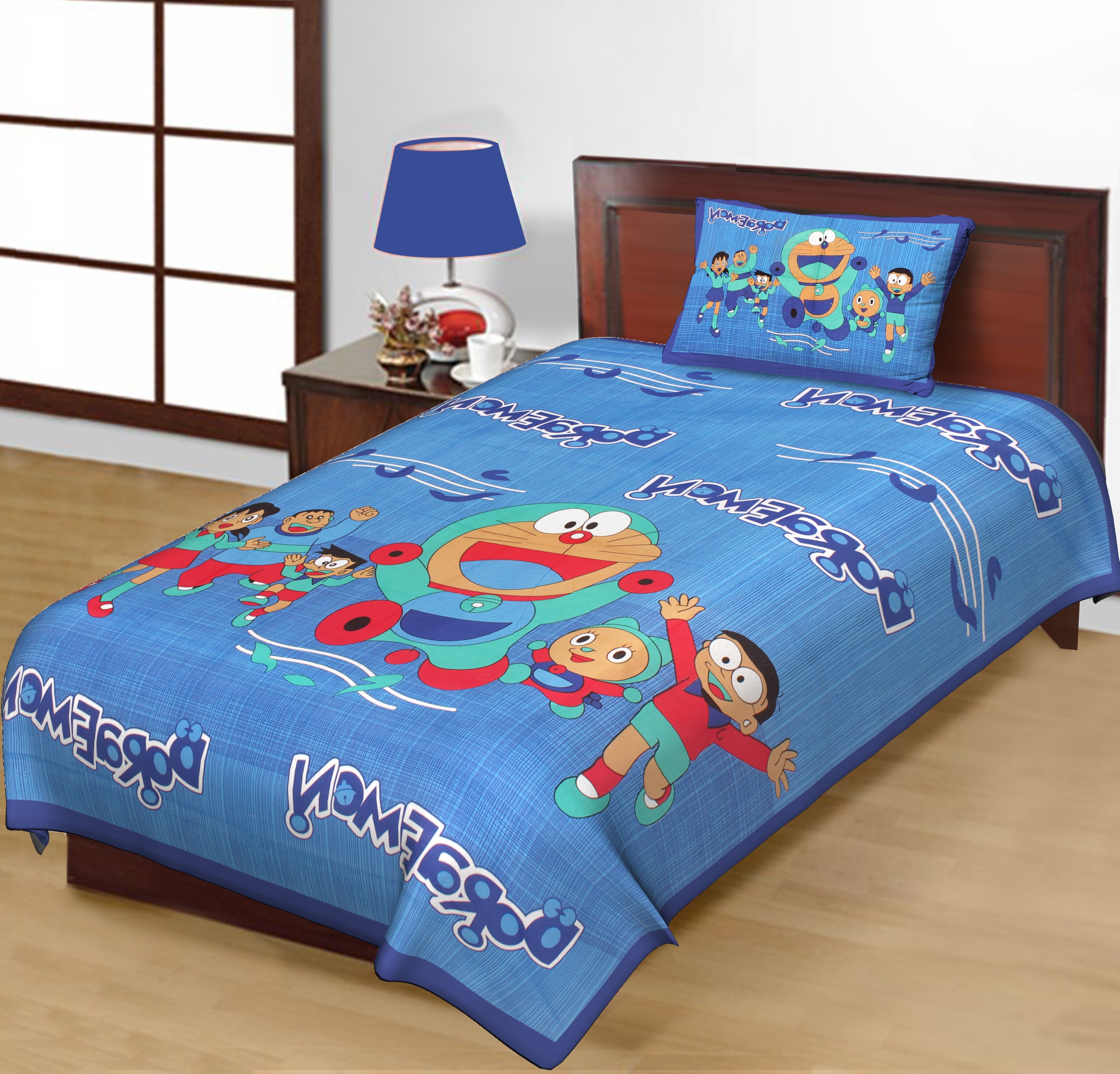 Cotton Single Flat 140 TC Cartoon Bedsheet