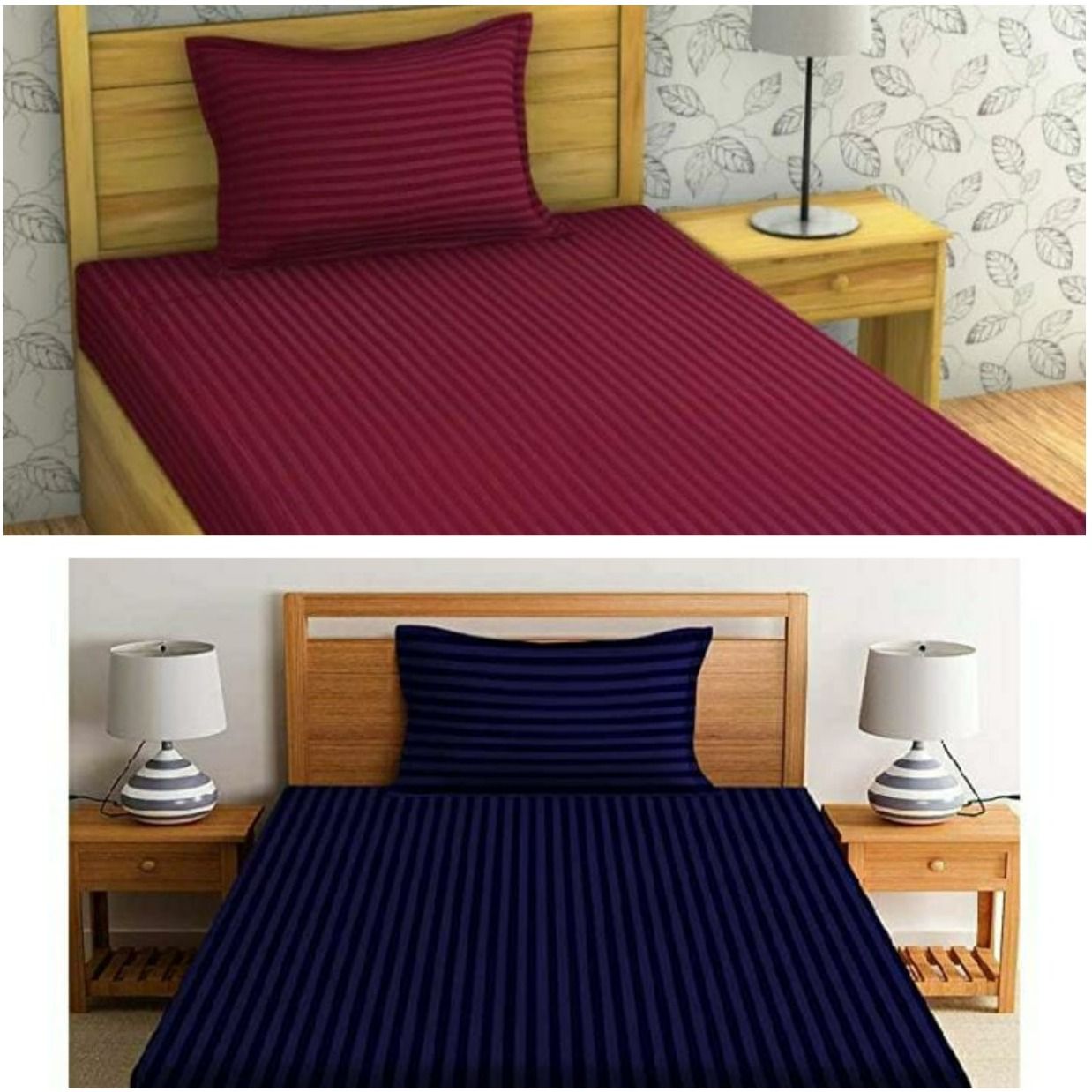 210 TC Cotton Single Striped Flat Bedsheet-image-27