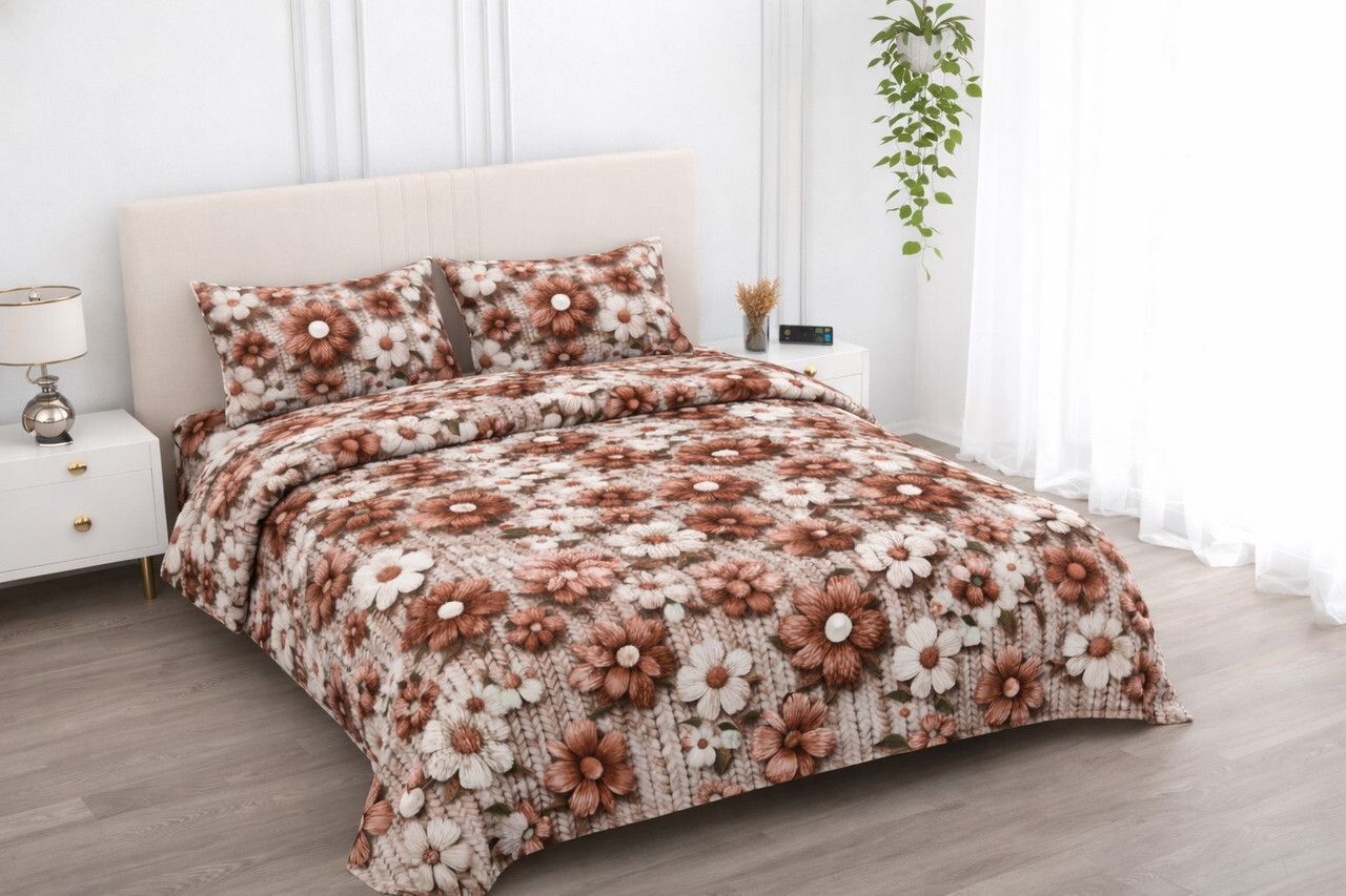 Cotton Double Flat 250 TC Printed 1 Summer Bedsheet with 2 Pillow Covers-image-6