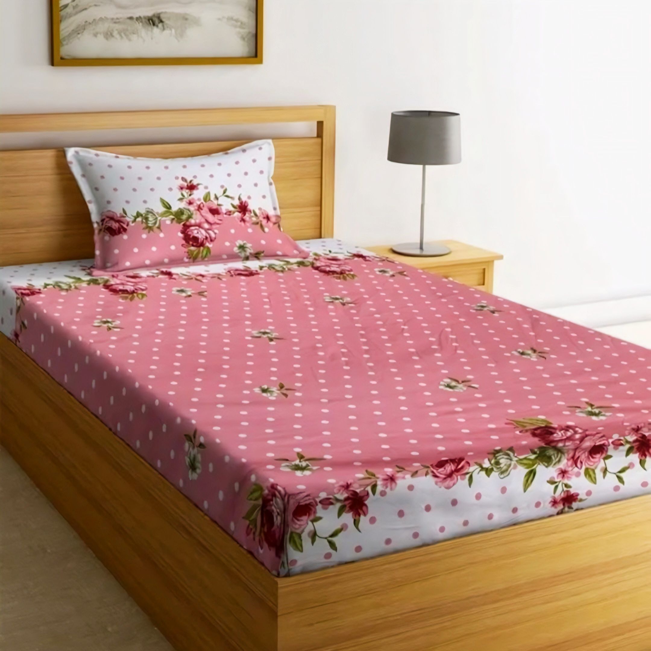 220 TC Microfiber Single Printed Fitted (Elastic) Bedsheet-image-16