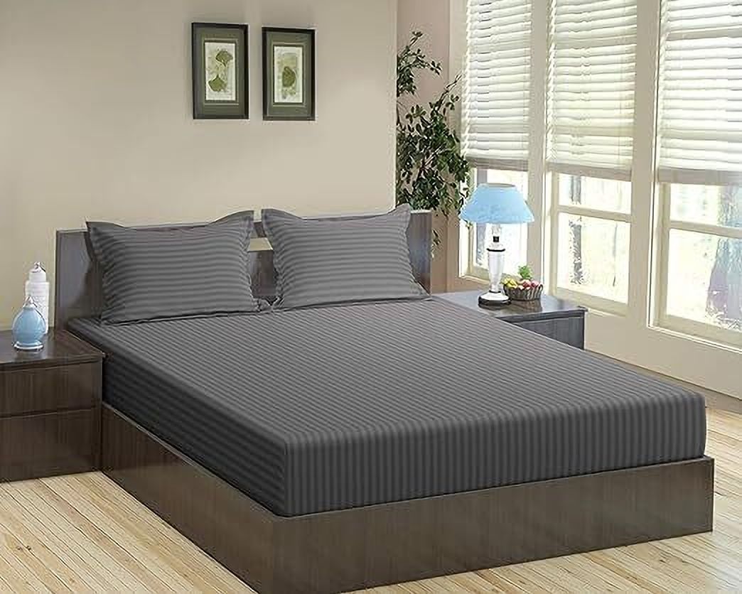 blenzza deco 210 TC Cotton Double Striped Flat Bedsheet-picture-42