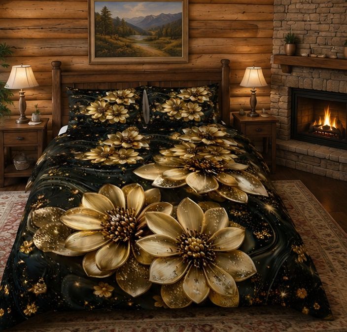 Polyester Double Flat 400 TC 3D Printed 1 AC Bedsheet with 2 Pillow Covers-image-42