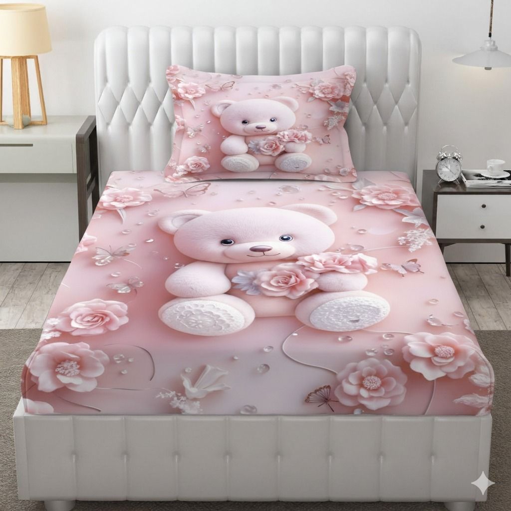 Cotton Blend Single Flat 220 TC 3D Printed 1 Summer Bedsheet-image-17