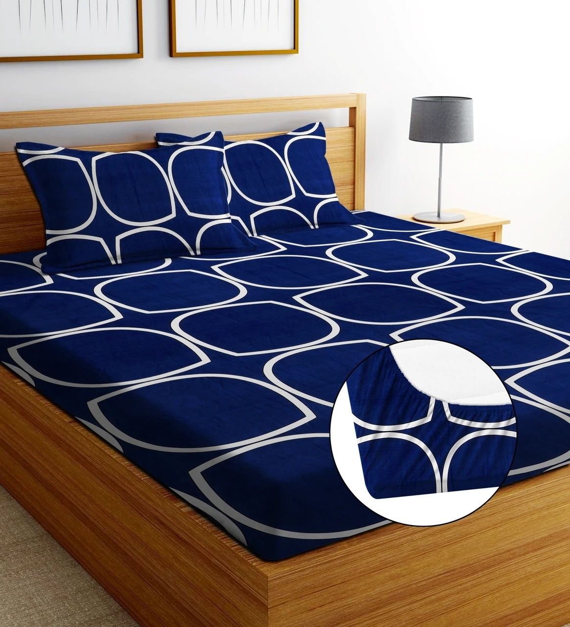 businesstycon Cotton Double Fitted (Elastic) 300 TC Printed 1 Bedsheet-picture-13