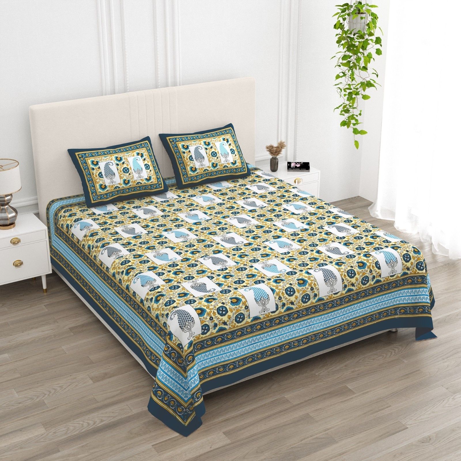amarjeet Cotton Double Flat 280 TC Floral 1 AC Bedsheet with 2 Pillow Covers-picture-26