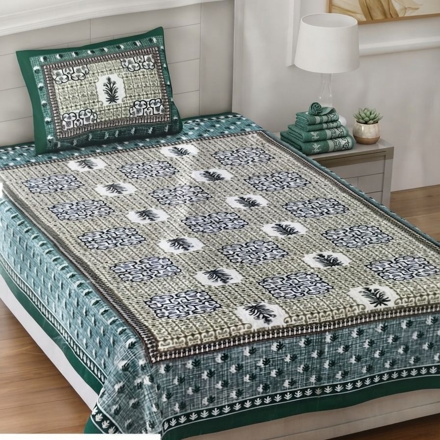 Cotton Single Flat 150 TC Printed 1 Bedsheet-image-27