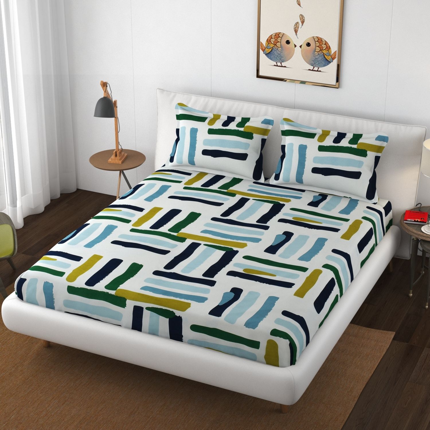 Cotton Queen Fitted (Elastic) 210 TC Printed Bedsheet-image-38