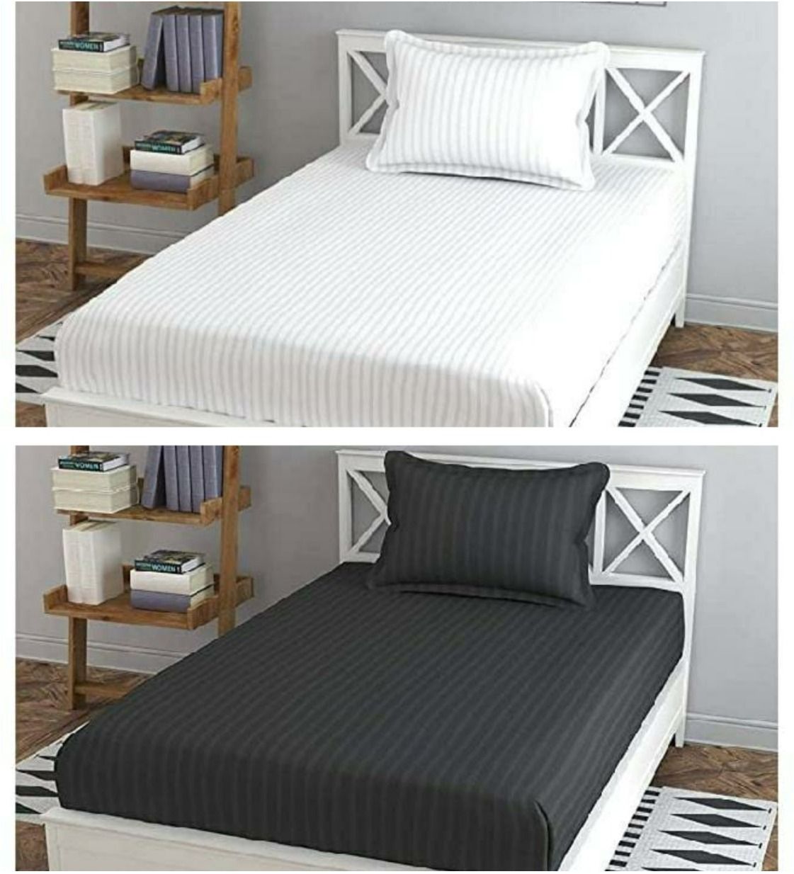 210 TC Cotton Single Striped Flat Bedsheet-image-6