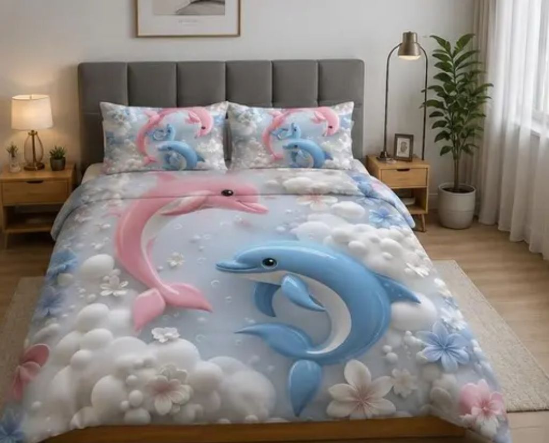 Cotton King Flat 450 TC 7D Digital 1 Summer Bedsheet with 2 Pillow Covers-image-43