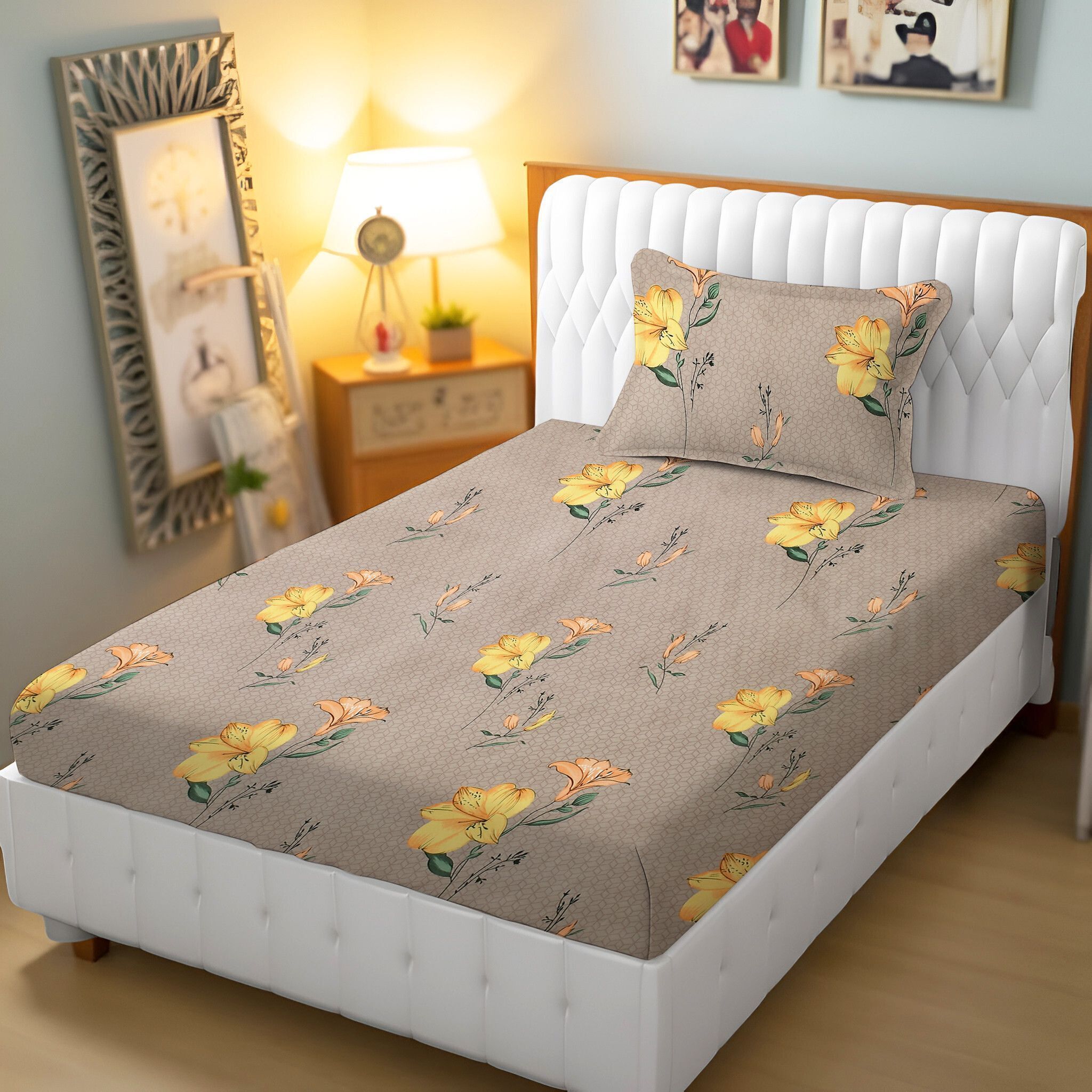 Polyester Single Flat 144 TC Jaipuri Prints Bedsheet