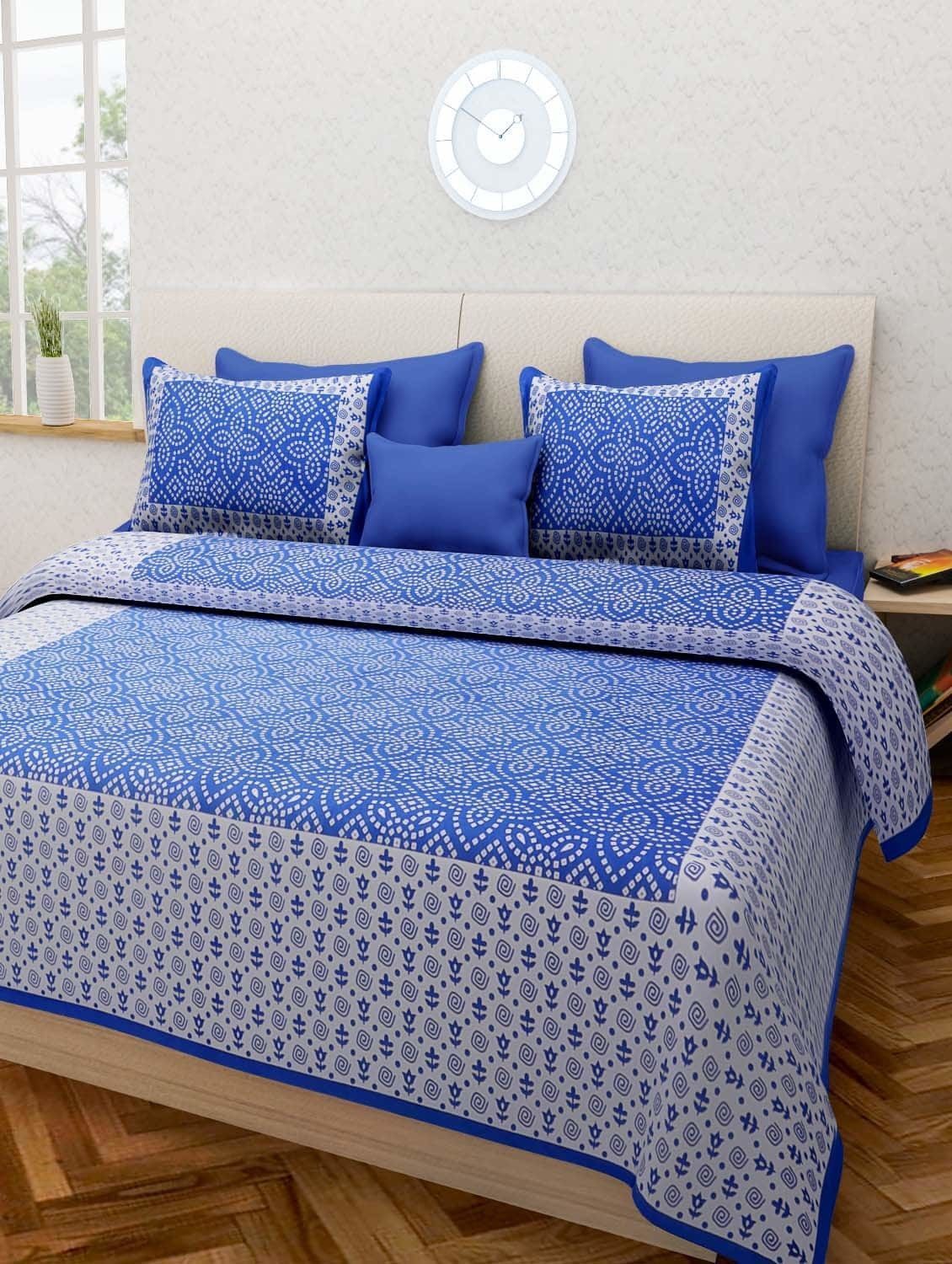 Cotton Queen Flat 150 TC Printed 1 Bedsheet with 2 Pillow Covers-image-3