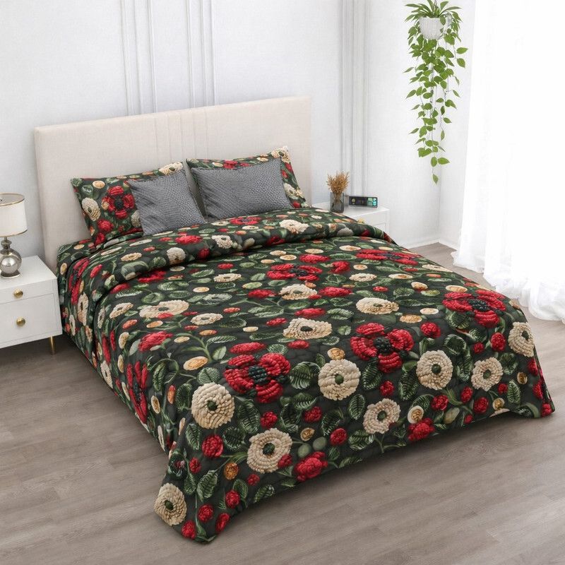 Cotton Double Flat 250 TC Printed 1 Summer Bedsheet with 2 Pillow Covers-image-5