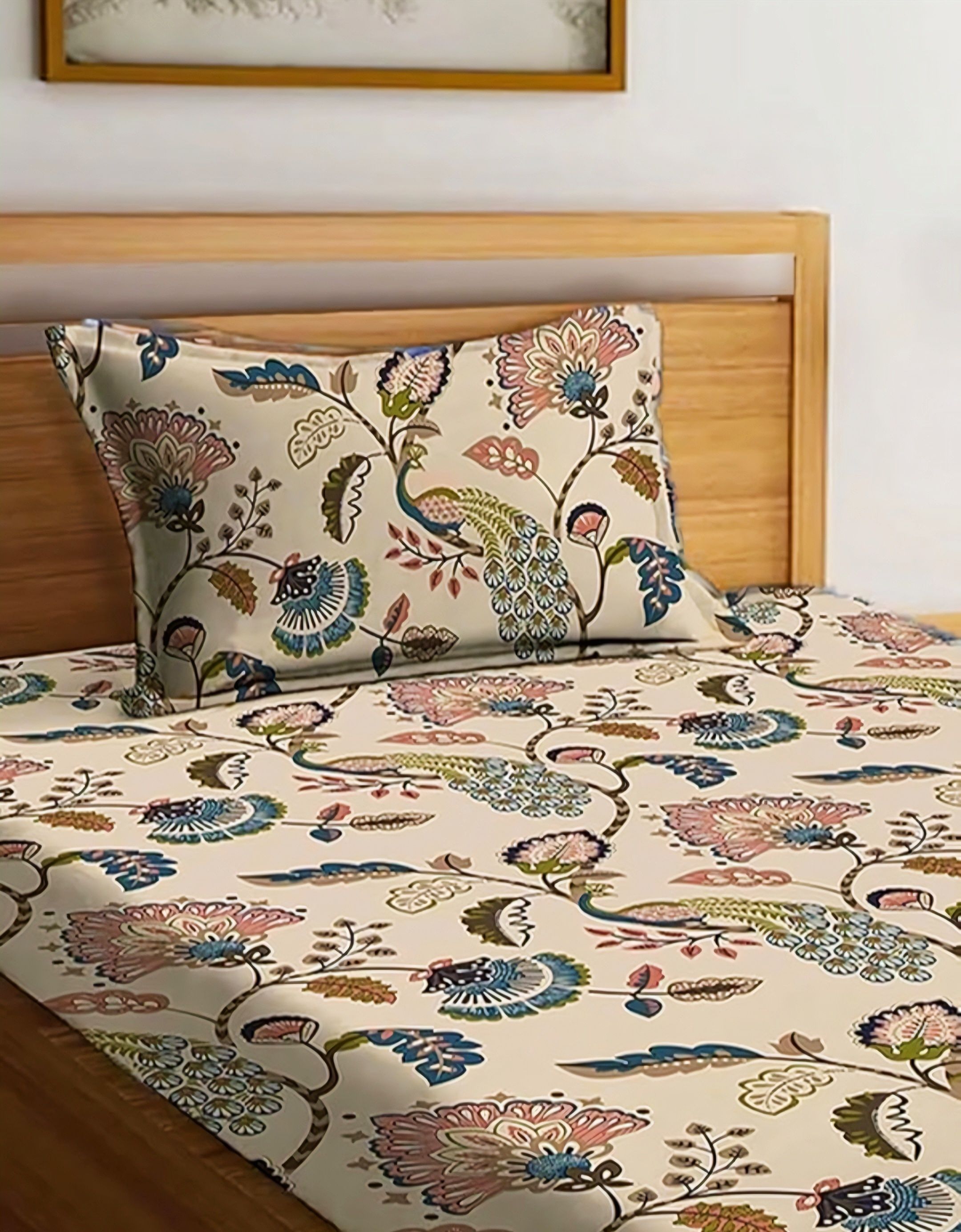 220 TC Polyester Single Printed Fitted (Elastic) Bedsheet-image-18