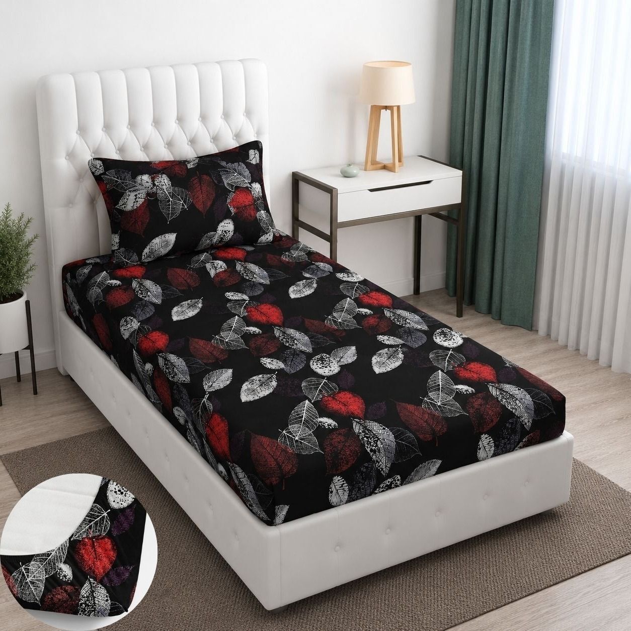 bm decor Cotton Single Fitted (Elastic) 255 TC Printed 1 Summer Bedsheet-picture-10