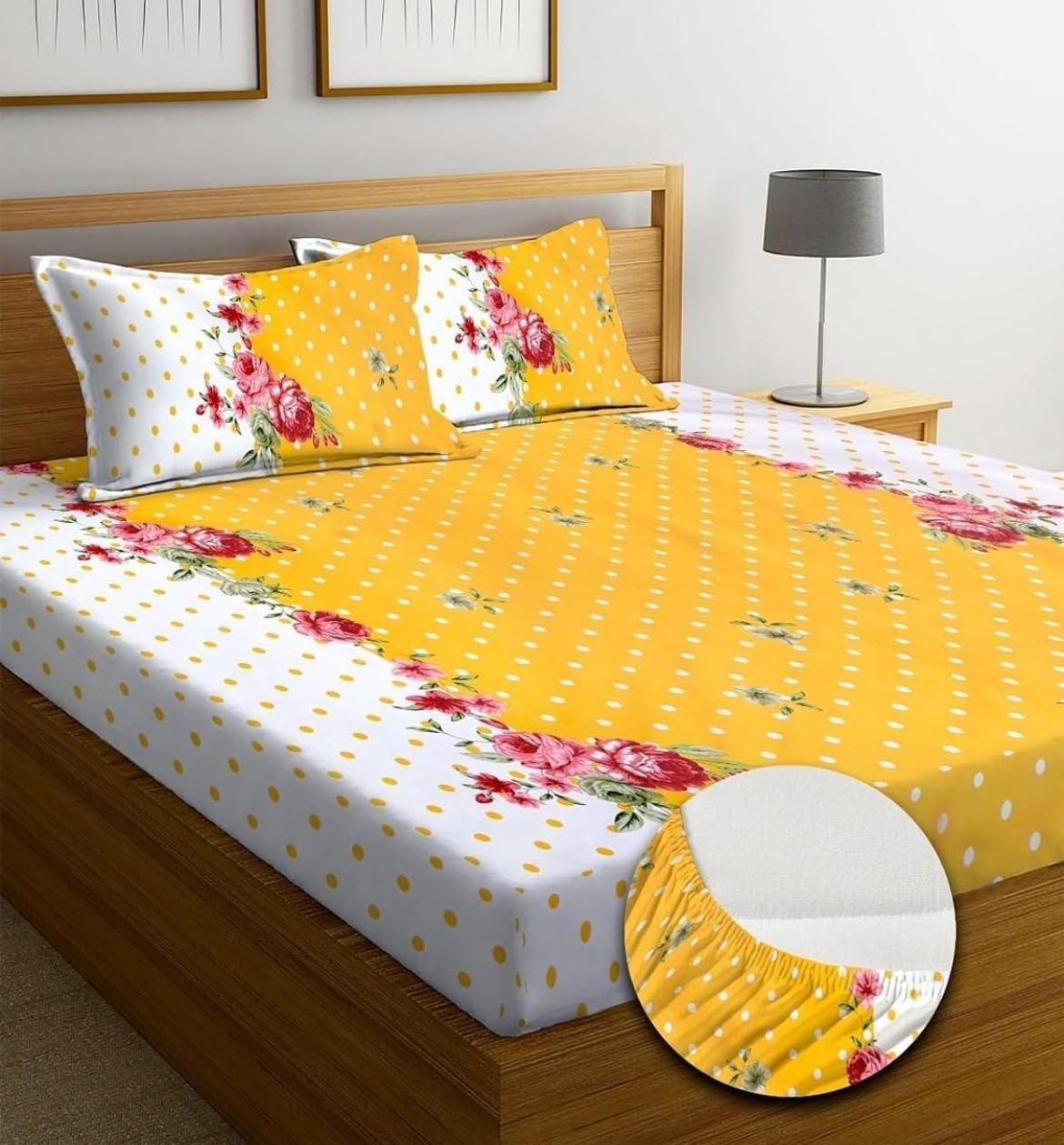 tanshi 220 TC Cotton Double 3D Printed Fitted (Elastic) Bedsheet-picture-20
