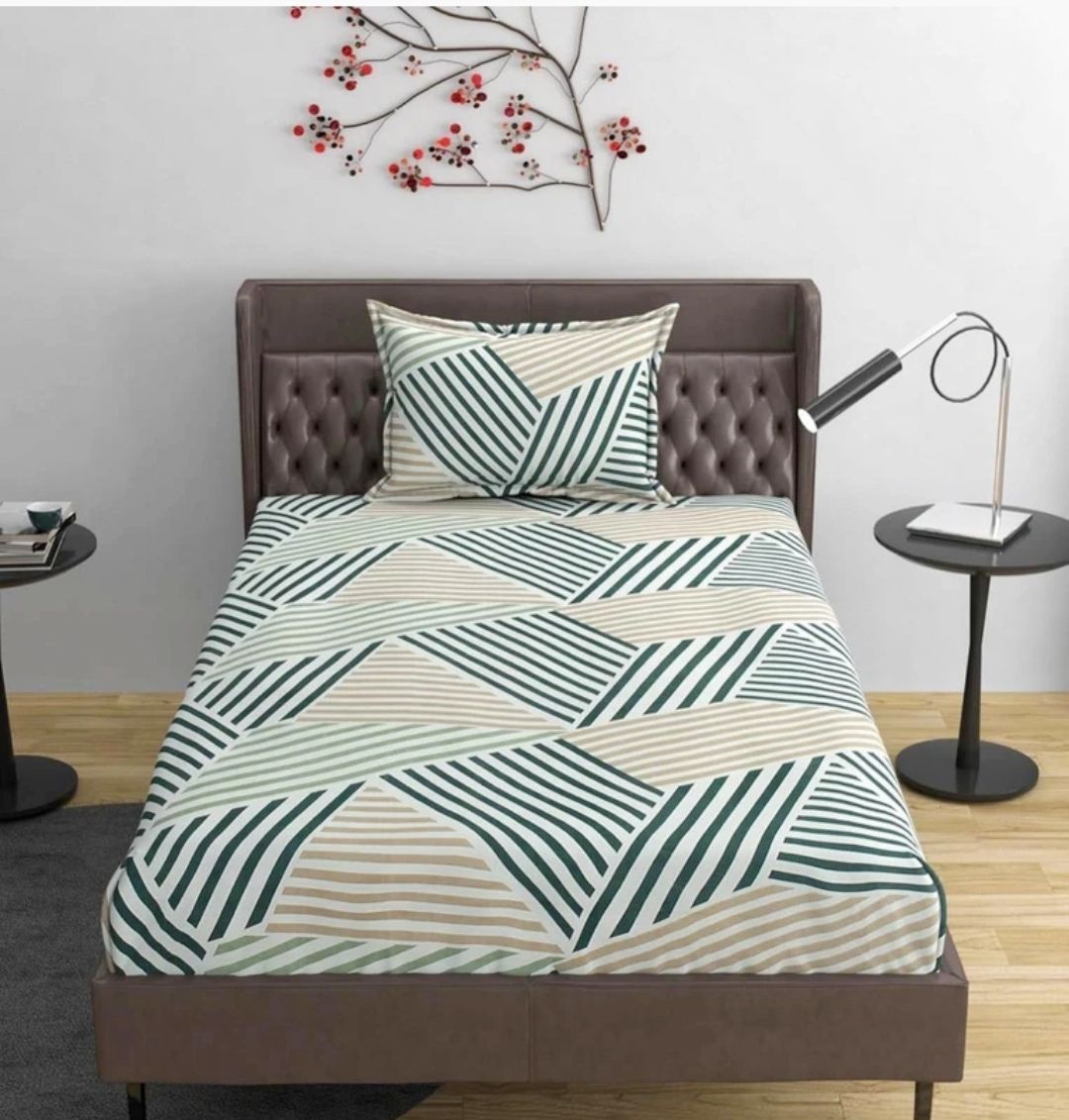 tiwanshi 220 TC Microfiber Single Self Design Fitted (Elastic) Bedsheet-picture-11