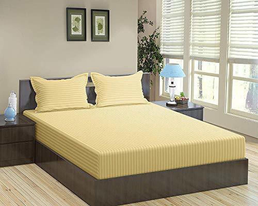 harbell home 300 TC Cotton King Striped Fitted (Elastic) Bedsheet-picture-19