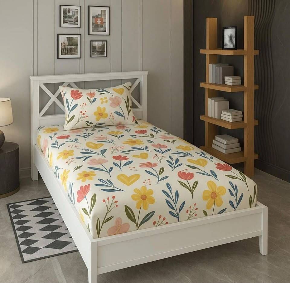 Polycotton Single Flat 240 TC Floral 1 Summer Bedsheet-image-36