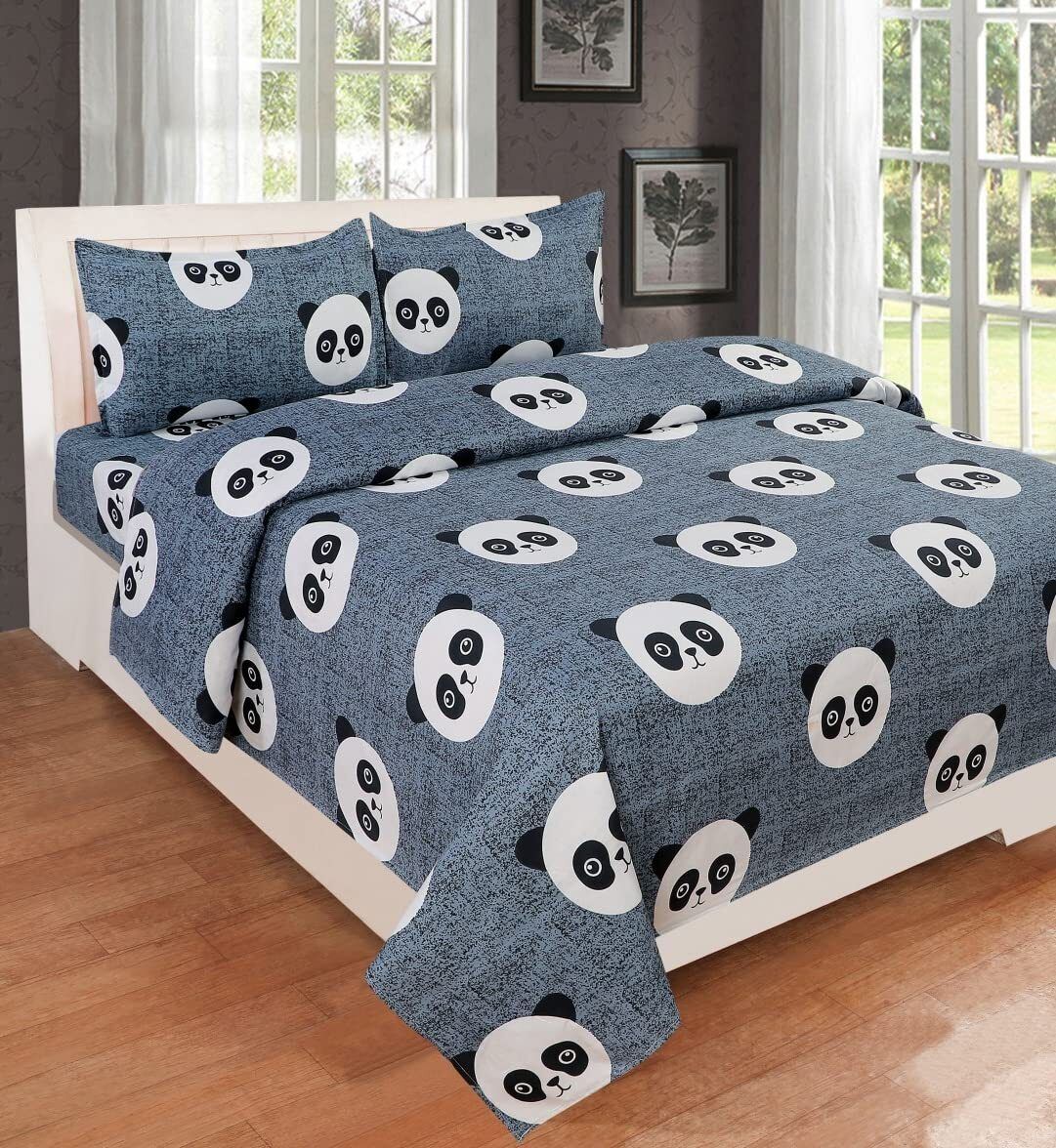 Cotton Double Flat 280 TC Cartoon 1 Summer Bedsheet with 2 Pillow Covers-image-46