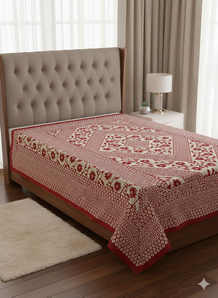 Cotton Single Flat 180 TC Floral Bedsheet-image-47