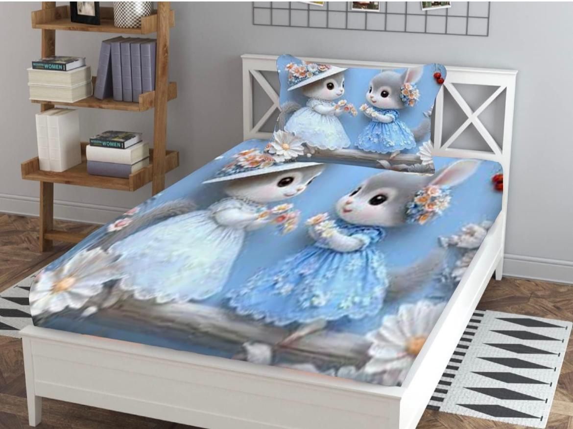 Cotton Single Flat 180 TC 3D Printed Bedsheet-image-24