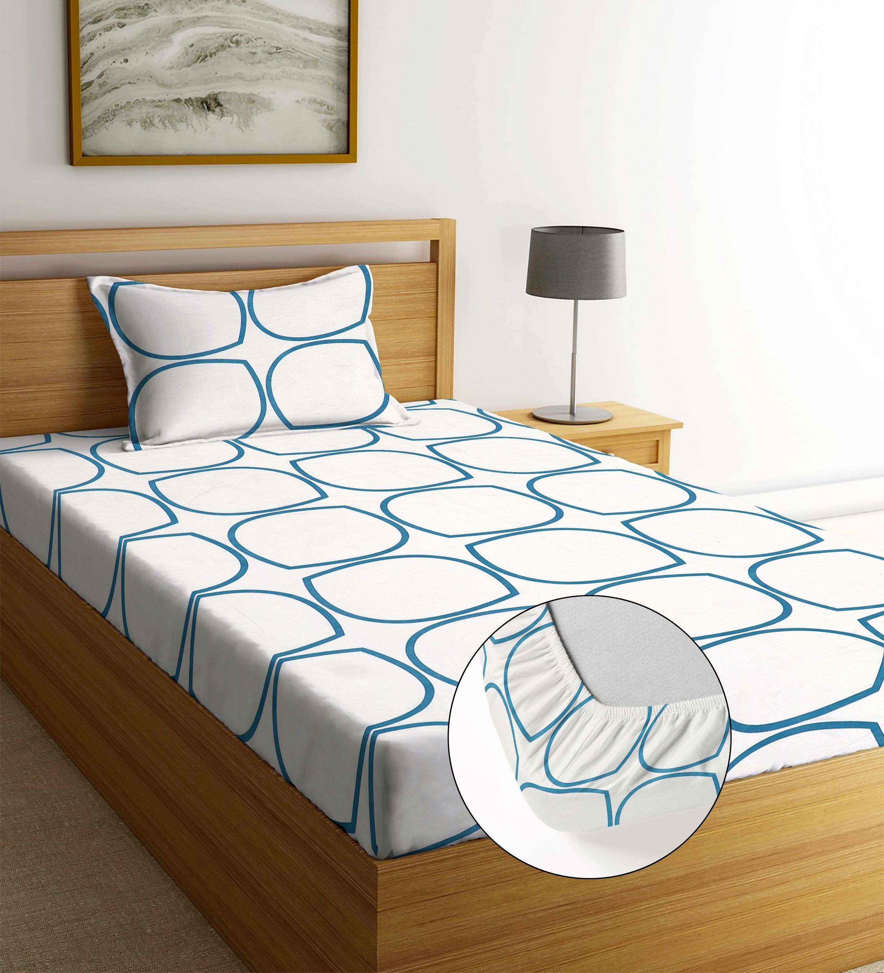 lathwal crations Cotton Single Fitted (Elastic) 244 TC Printed Bedsheet-picture-14