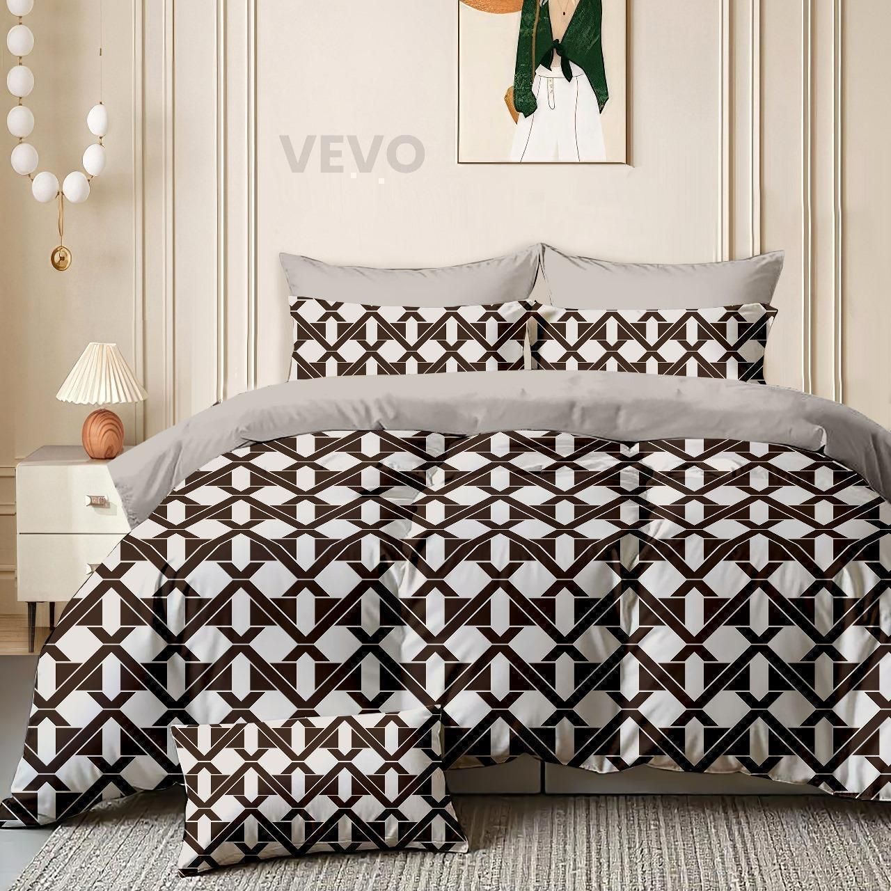 Cotton Double Flat 210 TC Geometric 1 Summer Bedsheet with 2 Pillow Covers-image-19