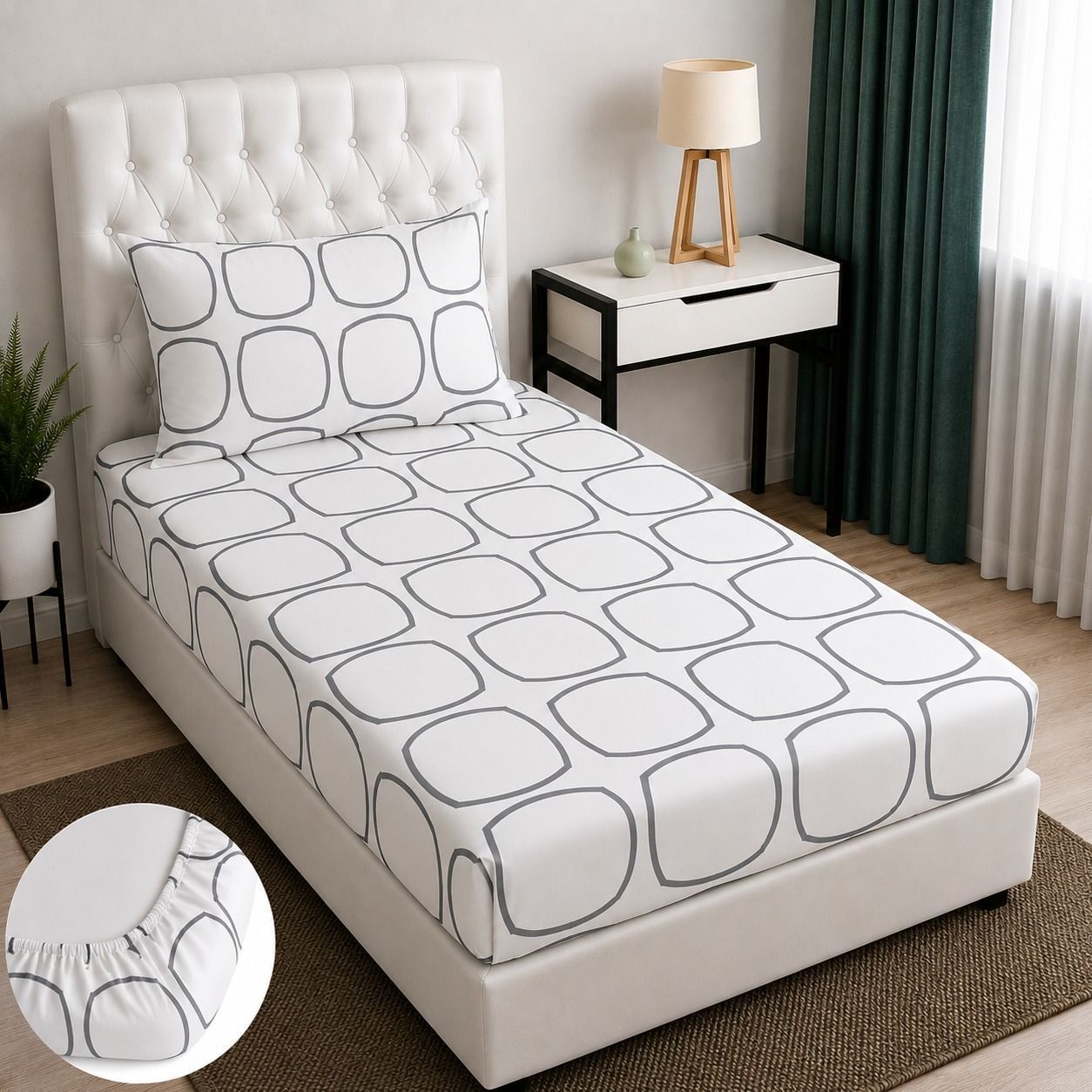 bm decor Cotton Single Fitted (Elastic) 255 TC Printed 1 Summer Bedsheet-picture-12