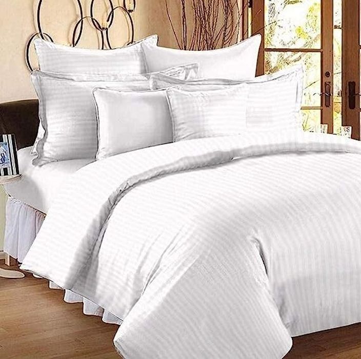 300 TC Cotton Queen Striped Flat Bedsheet